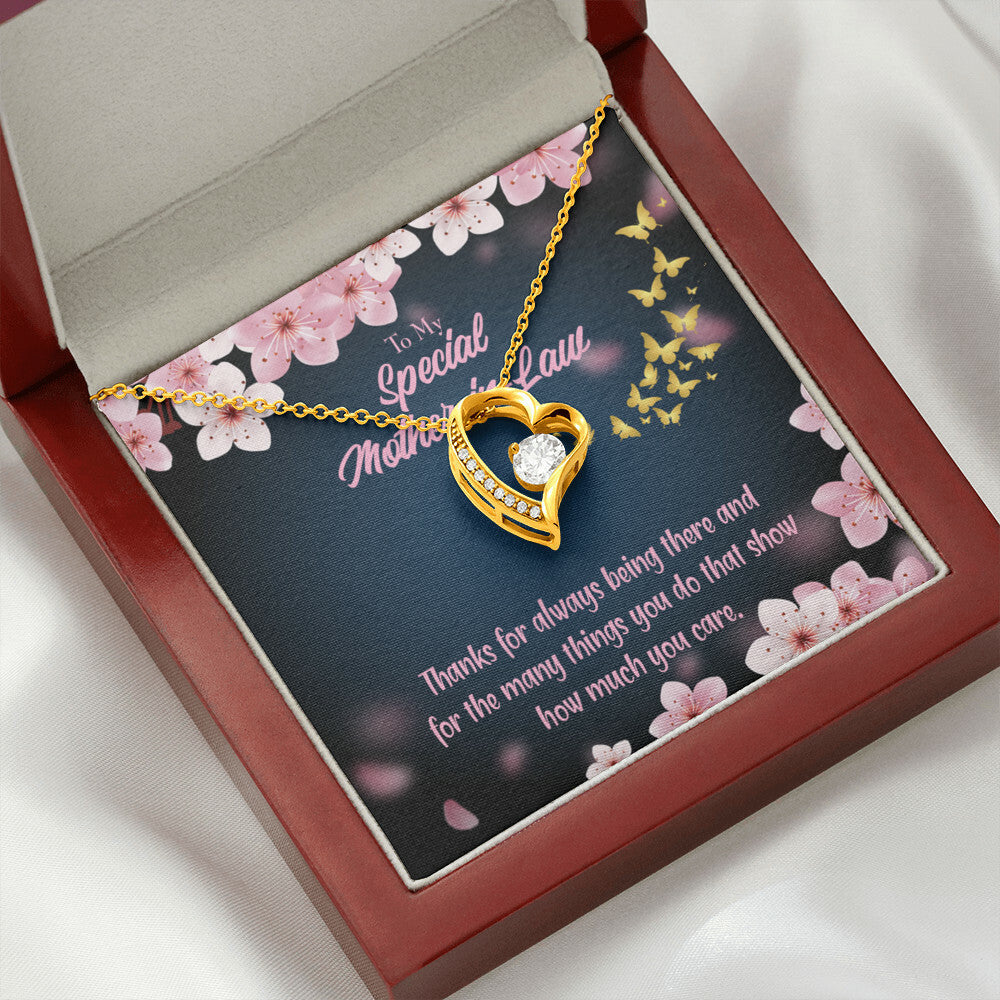 To Mother-in-Law Thanks Always Forever Necklace w Message Card-Express Your Love Gifts