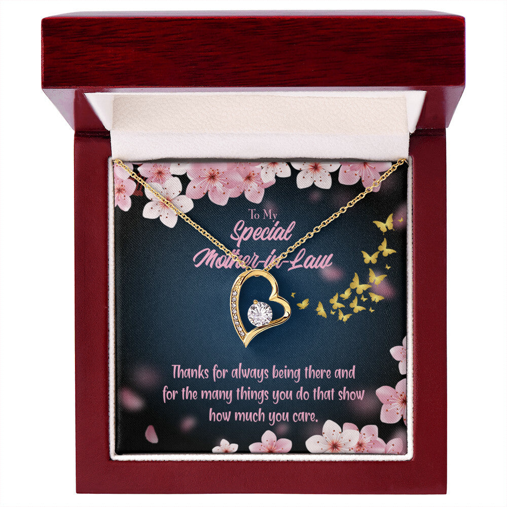 To Mother-in-Law Thanks Always Forever Necklace w Message Card-Express Your Love Gifts