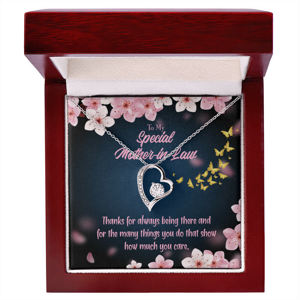 To Mother-in-Law Thanks Always Forever Necklace w Message Card-Express Your Love Gifts