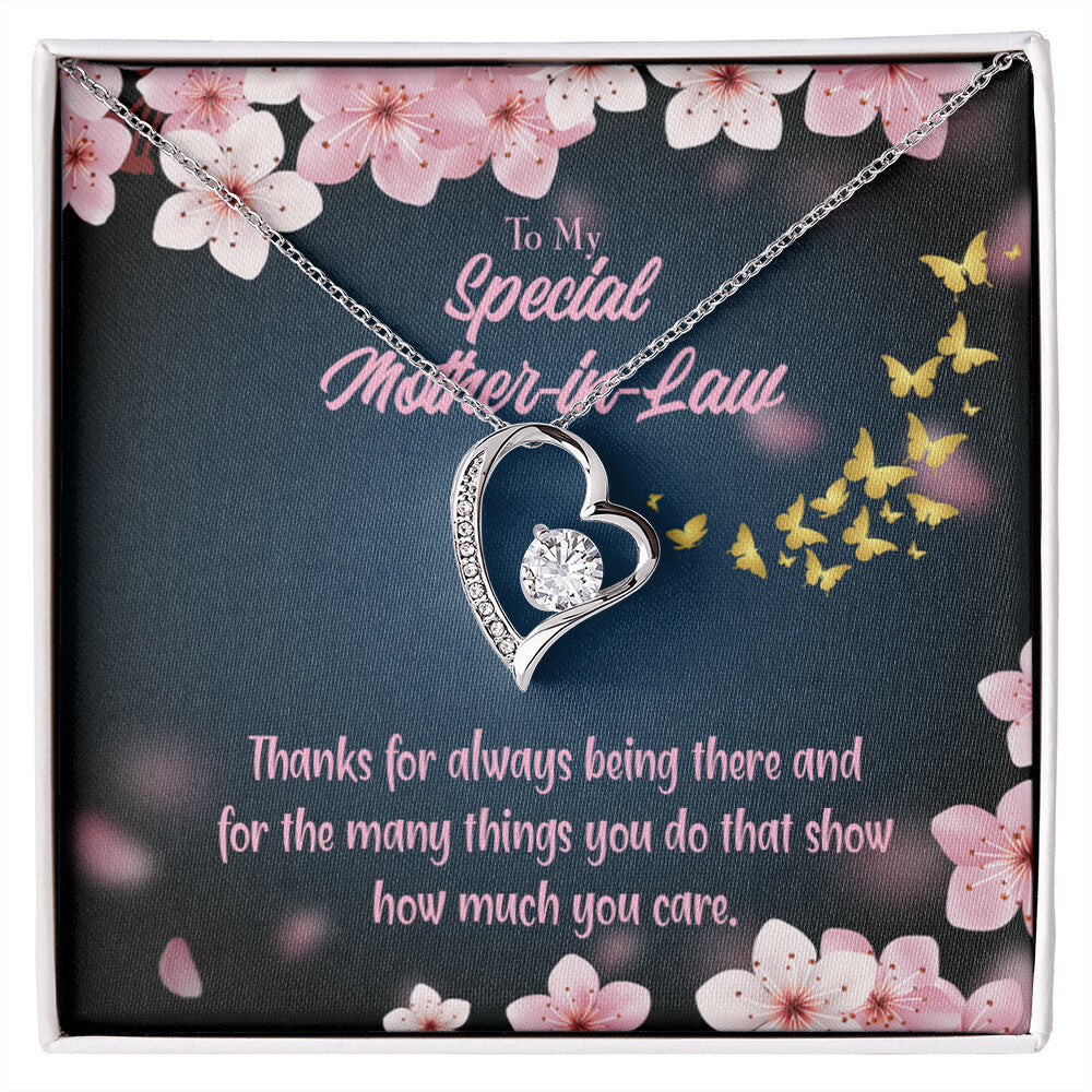 To Mother-in-Law Thanks Always Forever Necklace w Message Card-Express Your Love Gifts