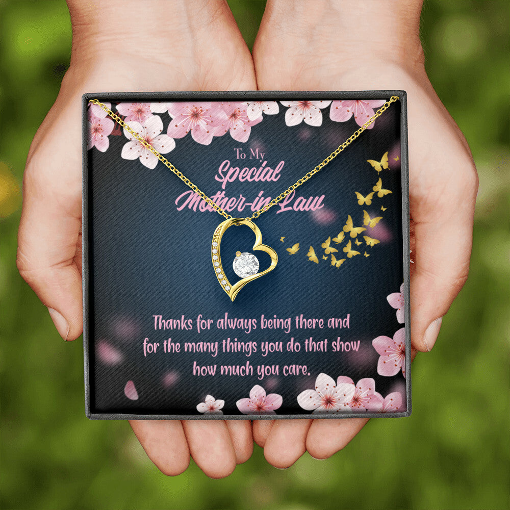 To Mother-in-Law Thanks Always Forever Necklace w Message Card-Express Your Love Gifts