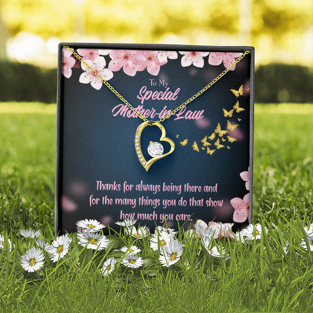 To Mother-in-Law Thanks Always Forever Necklace w Message Card-Express Your Love Gifts