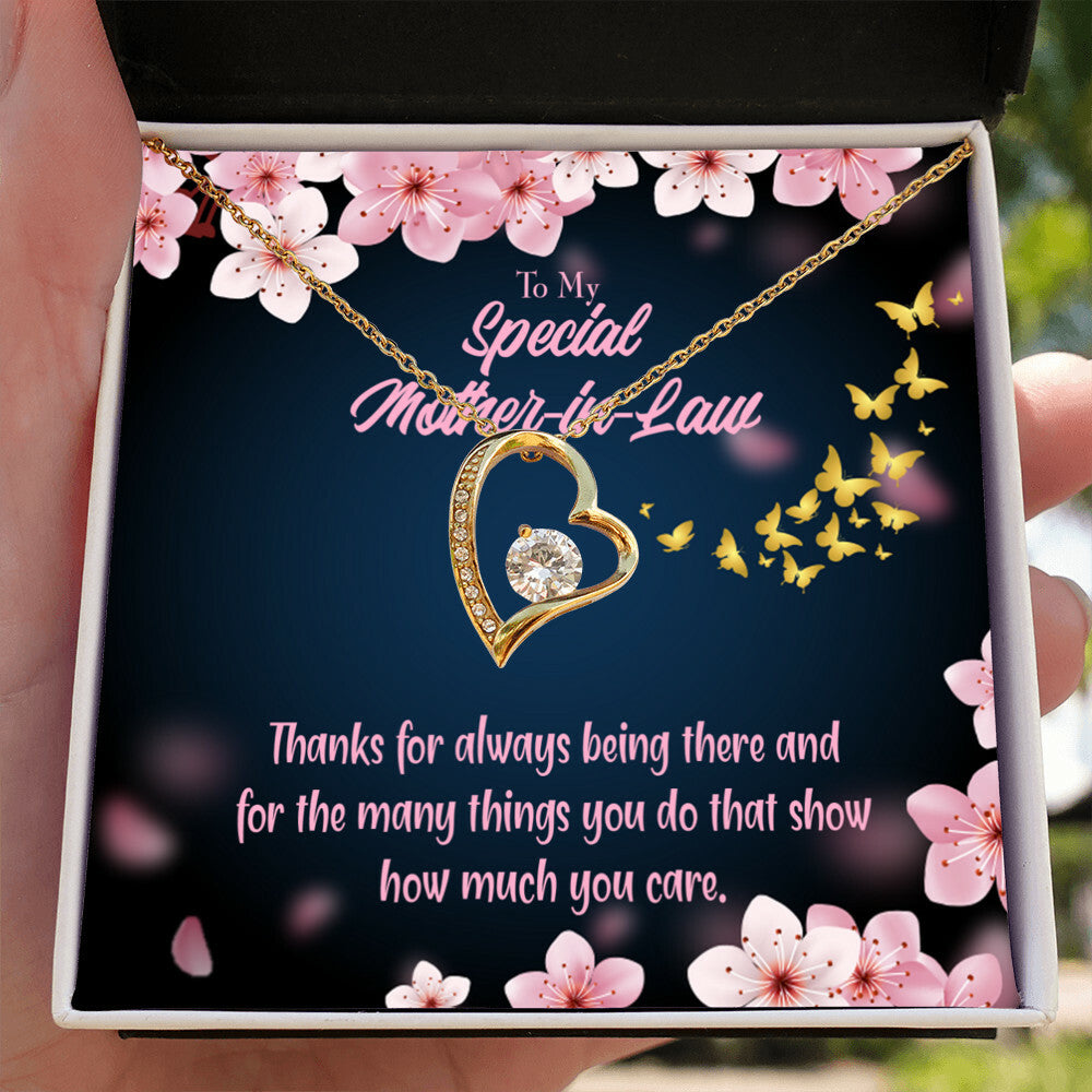 To Mother-in-Law Thanks Always Forever Necklace w Message Card-Express Your Love Gifts