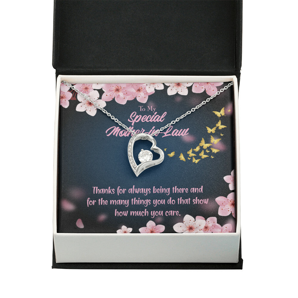 To Mother-in-Law Thanks Always Forever Necklace w Message Card-Express Your Love Gifts