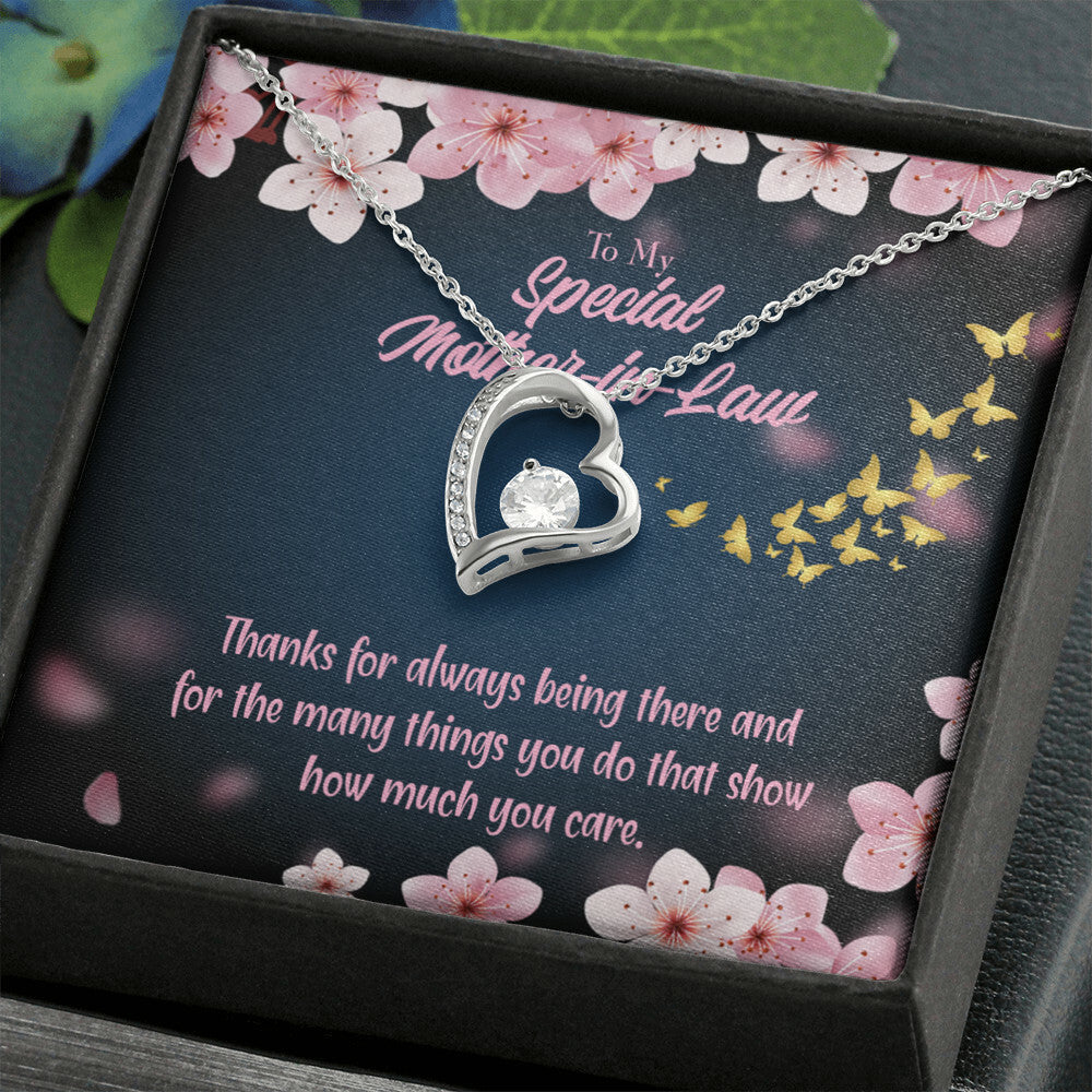 To Mother-in-Law Thanks Always Forever Necklace w Message Card-Express Your Love Gifts