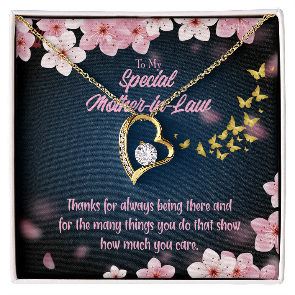 To Mother-in-Law Thanks Always Forever Necklace w Message Card-Express Your Love Gifts