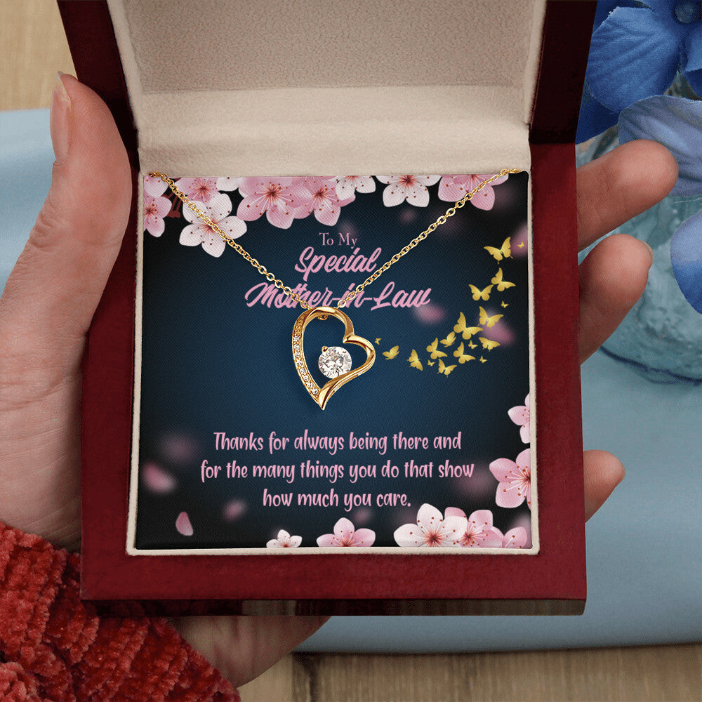 To Mother-in-Law Thanks Always Forever Necklace w Message Card-Express Your Love Gifts