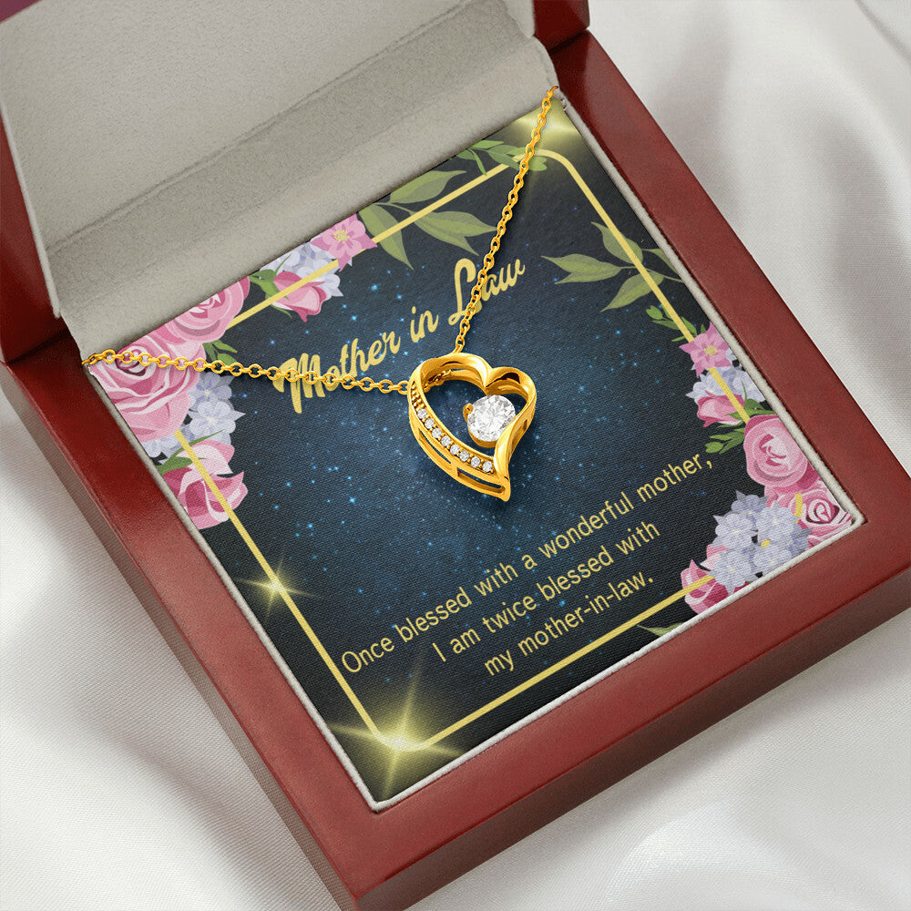To Mother-in-Law Twice Blessed Forever Necklace w Message Card-Express Your Love Gifts