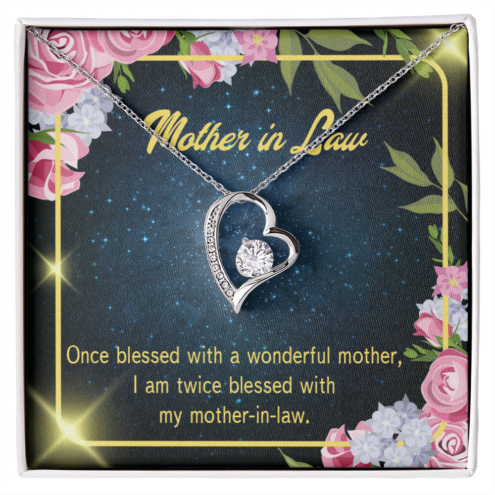 To Mother-in-Law Twice Blessed Forever Necklace w Message Card-Express Your Love Gifts