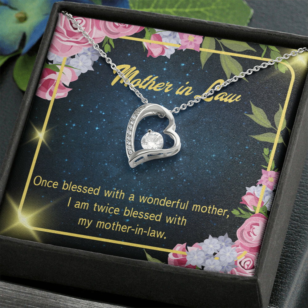 To Mother-in-Law Twice Blessed Forever Necklace w Message Card-Express Your Love Gifts