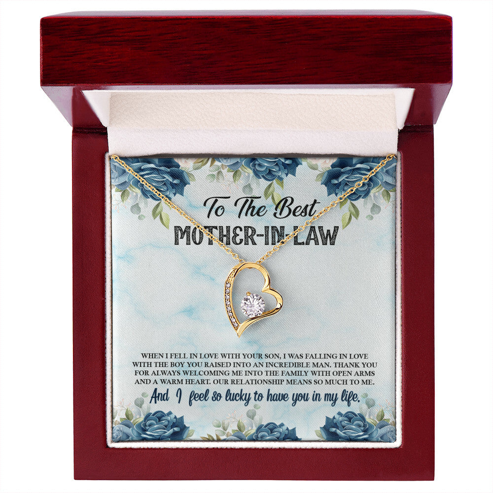 To Mother-in-Law Warm Heart Forever Necklace w Message Card-Express Your Love Gifts