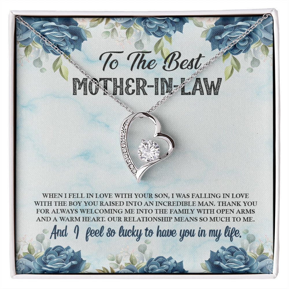 To Mother-in-Law Warm Heart Forever Necklace w Message Card-Express Your Love Gifts