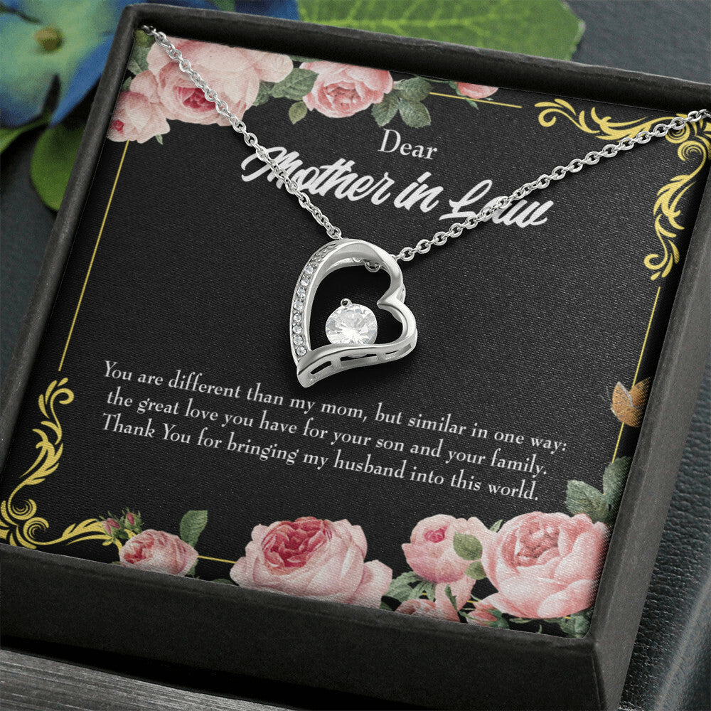 To Mother-in-Law You Are Different Forever Necklace w Message Card-Express Your Love Gifts