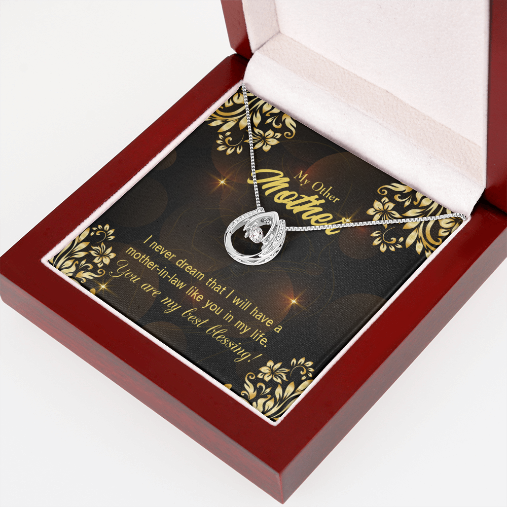 To Mother-in-Law You're my Blessing Lucky Horseshoe Necklace Message Card 14k w CZ Crystals-Express Your Love Gifts