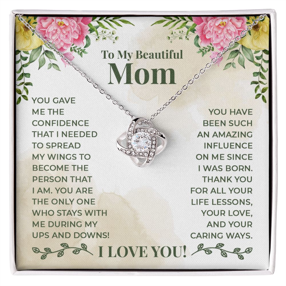 To My Beautiful Mom You Have Been Such an Amazing Influence Infinity Knot Necklace Message Card-Express Your Love Gifts