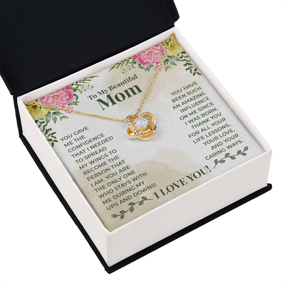 To My Beautiful Mom You Have Been Such an Amazing Influence Infinity Knot Necklace Message Card-Express Your Love Gifts