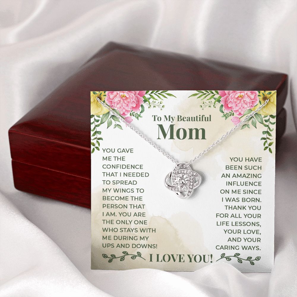 To My Beautiful Mom You Have Been Such an Amazing Influence Infinity Knot Necklace Message Card-Express Your Love Gifts