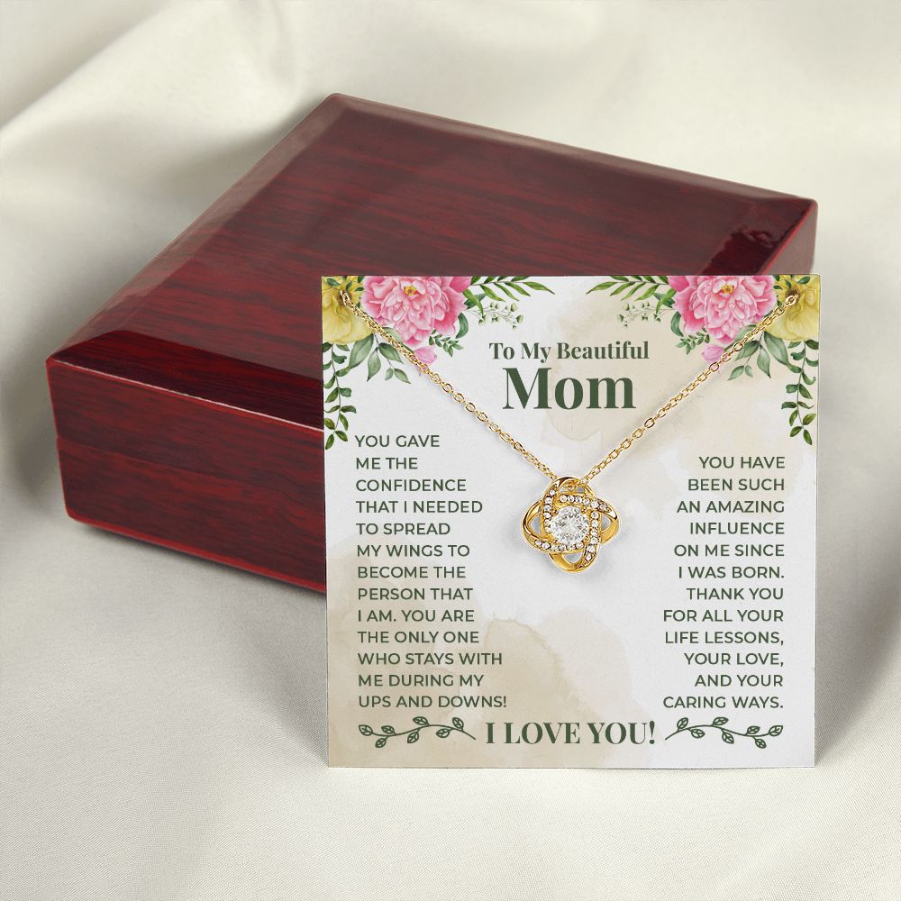 To My Beautiful Mom You Have Been Such an Amazing Influence Infinity Knot Necklace Message Card-Express Your Love Gifts