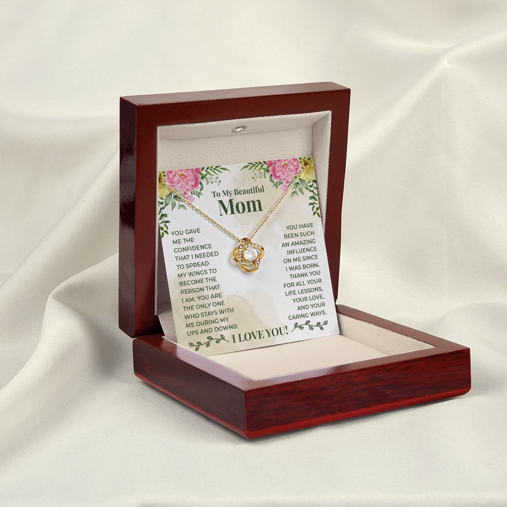 To My Beautiful Mom You Have Been Such an Amazing Influence Infinity Knot Necklace Message Card-Express Your Love Gifts