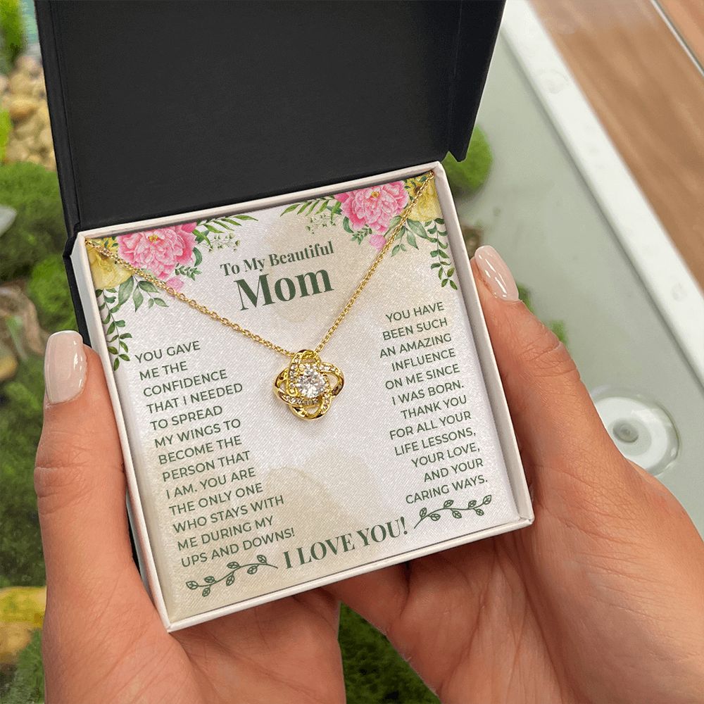 To My Beautiful Mom You Have Been Such an Amazing Influence Infinity Knot Necklace Message Card-Express Your Love Gifts