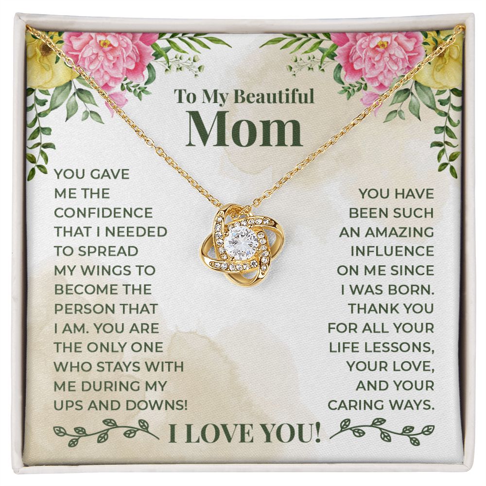 To My Beautiful Mom You Have Been Such an Amazing Influence Infinity Knot Necklace Message Card-Express Your Love Gifts