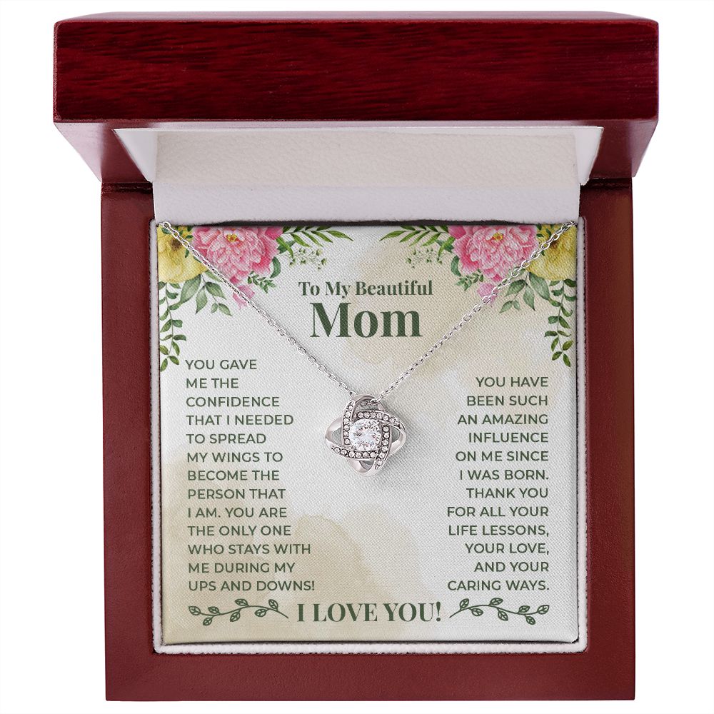 To My Beautiful Mom You Have Been Such an Amazing Influence Infinity Knot Necklace Message Card-Express Your Love Gifts