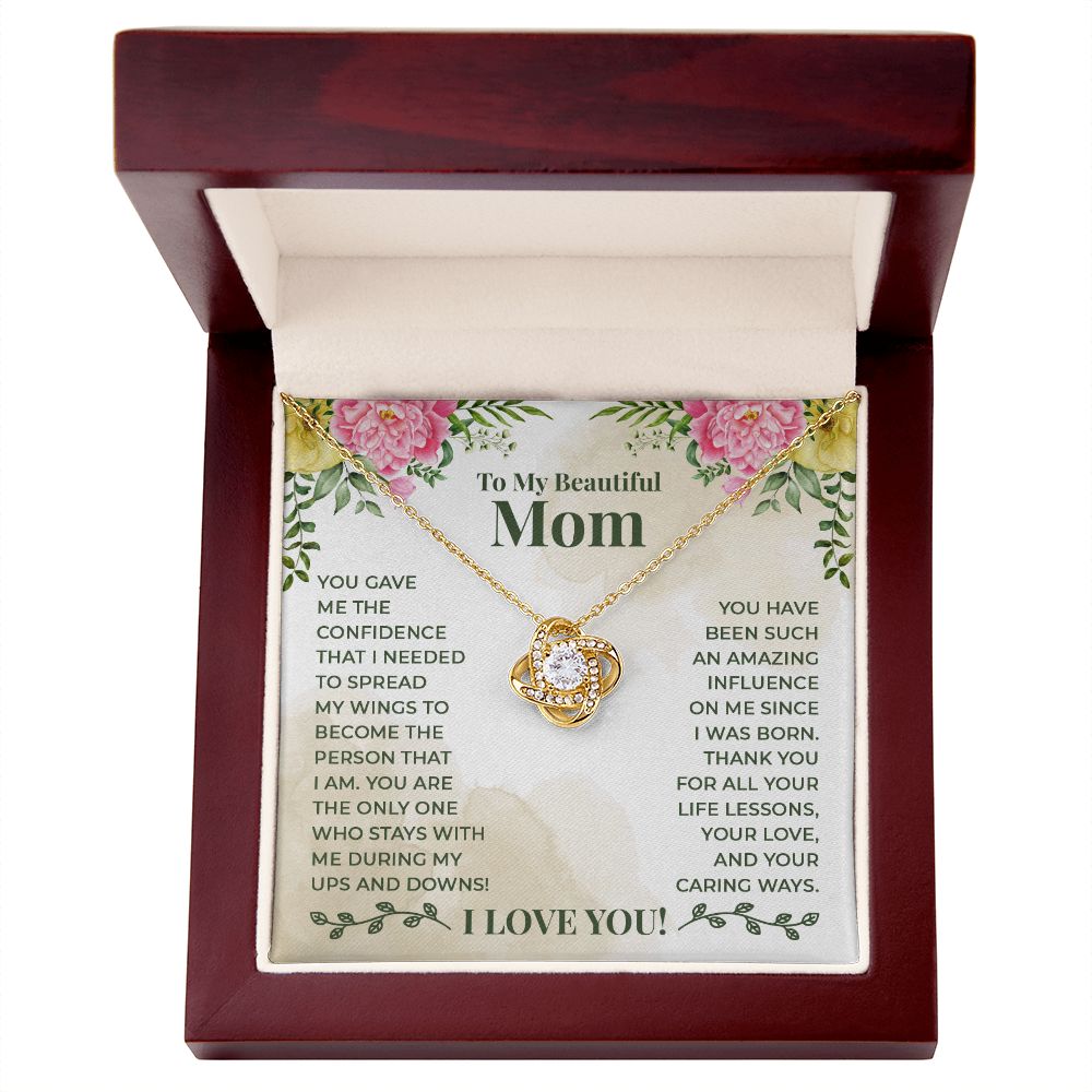 To My Beautiful Mom You Have Been Such an Amazing Influence Infinity Knot Necklace Message Card-Express Your Love Gifts