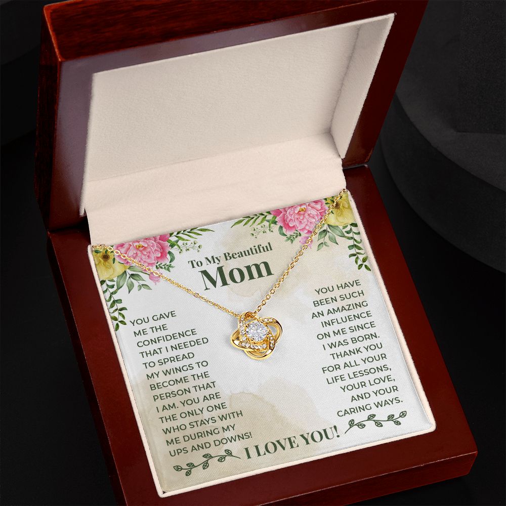 To My Beautiful Mom You Have Been Such an Amazing Influence Infinity Knot Necklace Message Card-Express Your Love Gifts