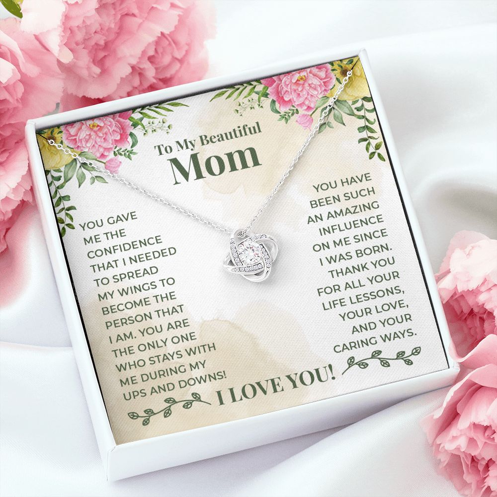 To My Beautiful Mom You Have Been Such an Amazing Influence Infinity Knot Necklace Message Card-Express Your Love Gifts