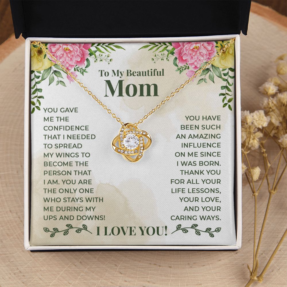 To My Beautiful Mom You Have Been Such an Amazing Influence Infinity Knot Necklace Message Card-Express Your Love Gifts