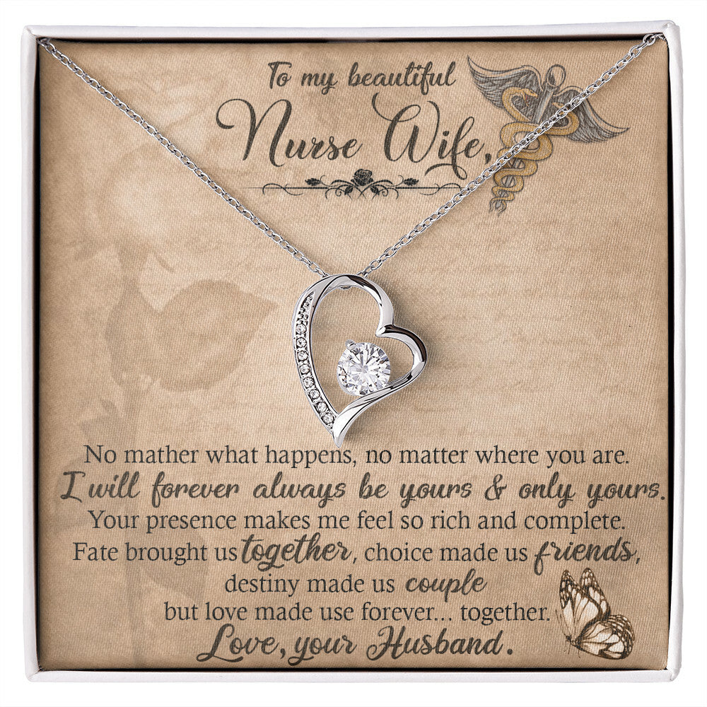 To My Beautiful Nurse Wife Forever Necklace w Message Card-Express Your Love Gifts