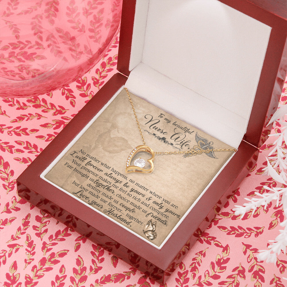 To My Beautiful Nurse Wife Forever Necklace w Message Card-Express Your Love Gifts