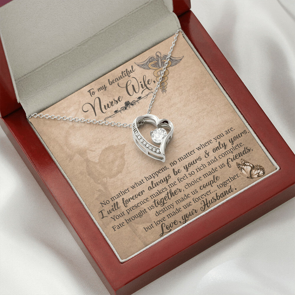 To My Beautiful Nurse Wife Forever Necklace w Message Card-Express Your Love Gifts