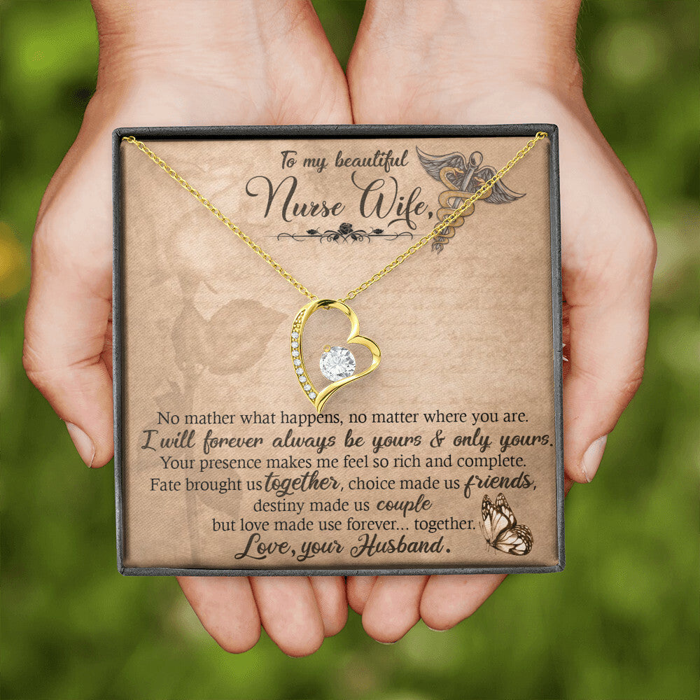 To My Beautiful Nurse Wife Forever Necklace w Message Card-Express Your Love Gifts