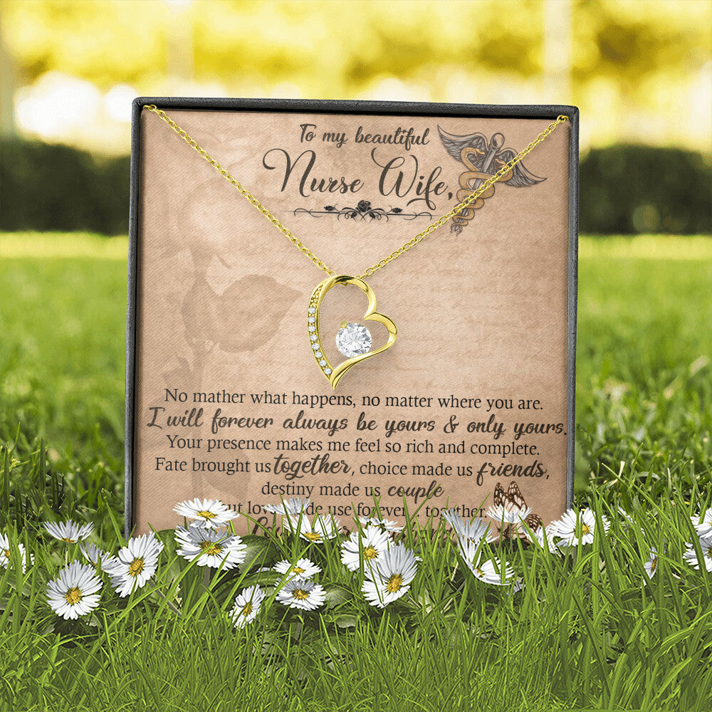 To My Beautiful Nurse Wife Forever Necklace w Message Card-Express Your Love Gifts