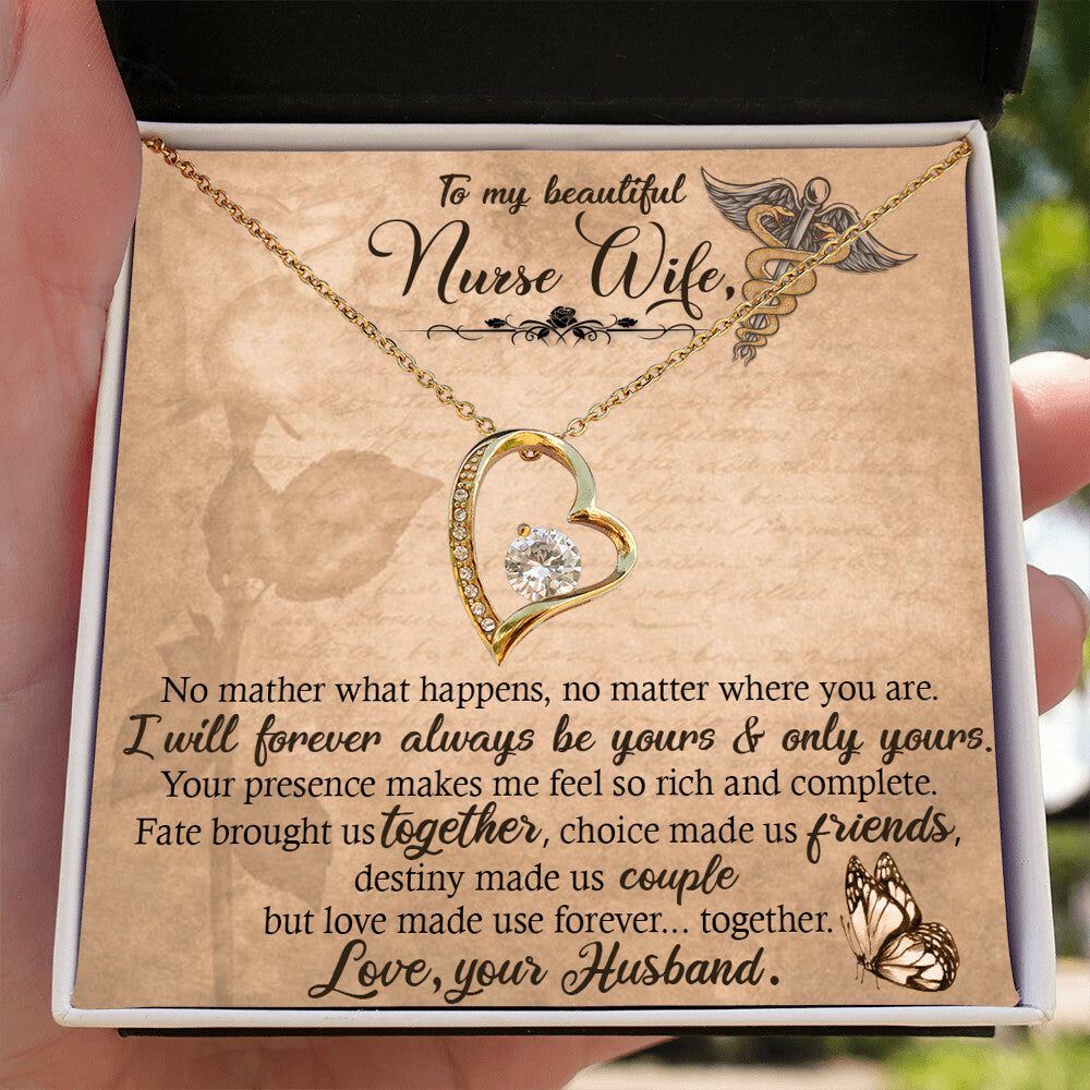 To My Beautiful Nurse Wife Forever Necklace w Message Card-Express Your Love Gifts