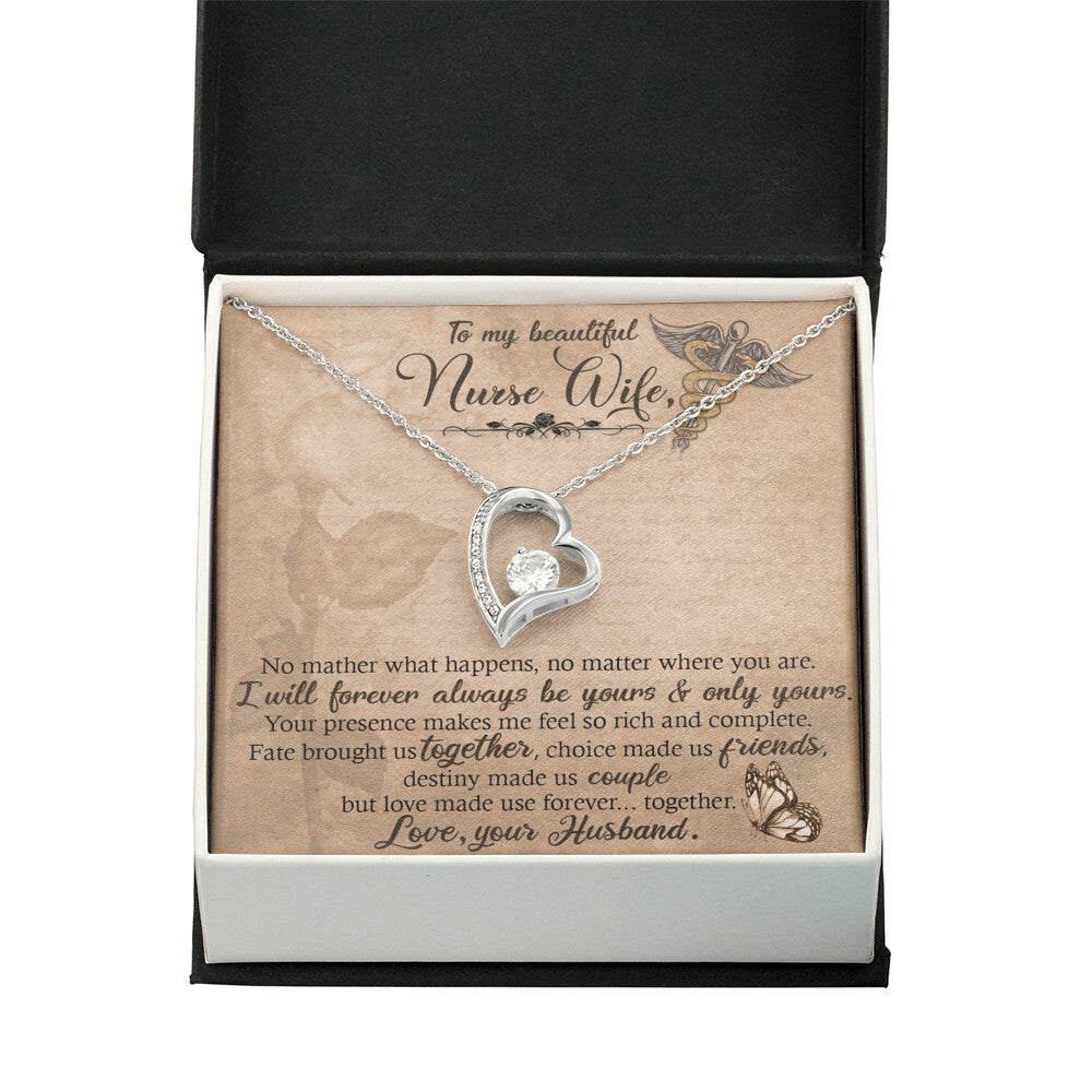 To My Beautiful Nurse Wife Forever Necklace w Message Card-Express Your Love Gifts