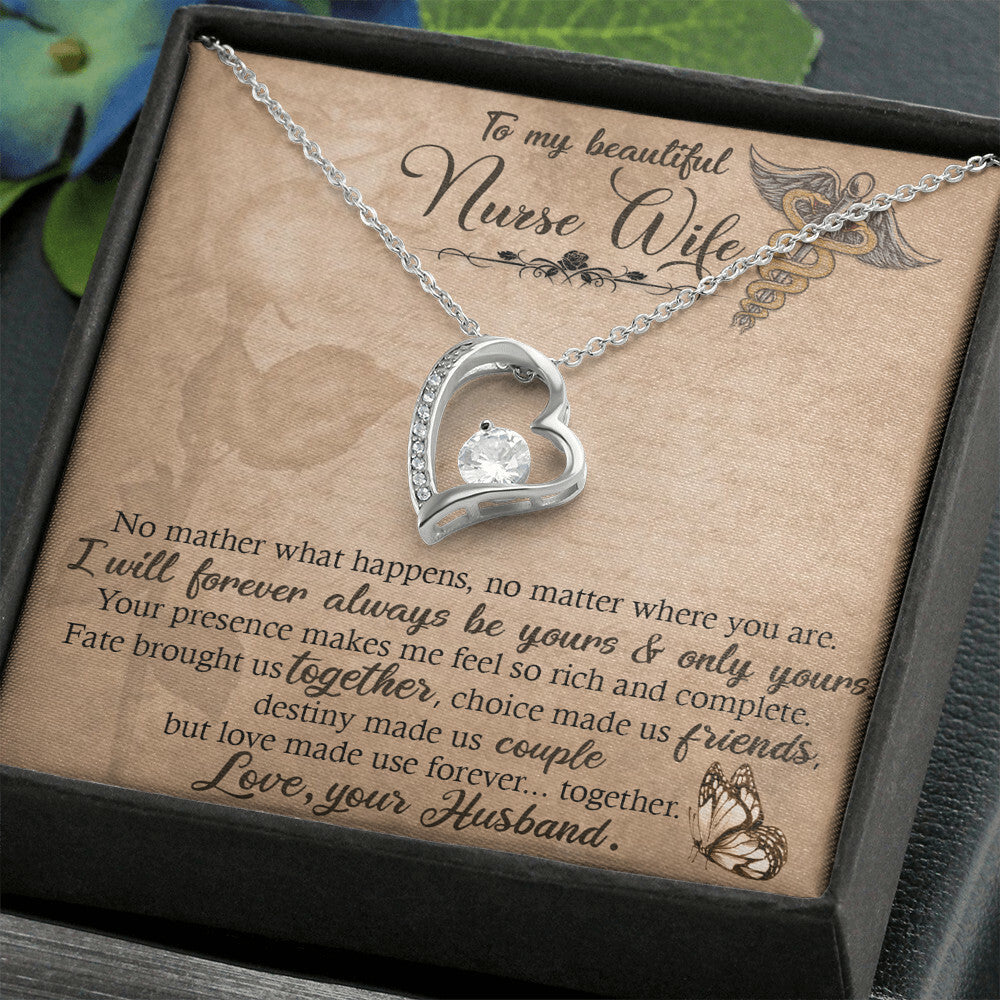 To My Beautiful Nurse Wife Forever Necklace w Message Card-Express Your Love Gifts