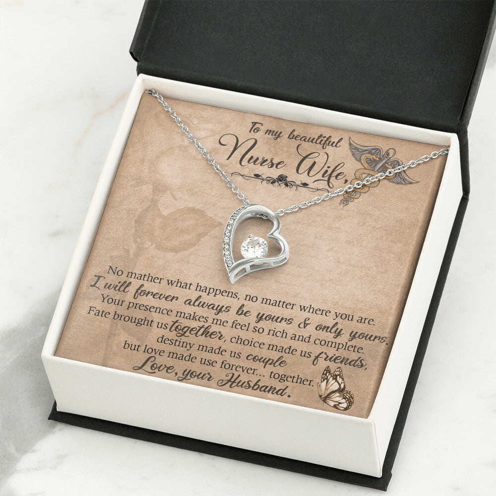 To My Beautiful Nurse Wife Forever Necklace w Message Card-Express Your Love Gifts