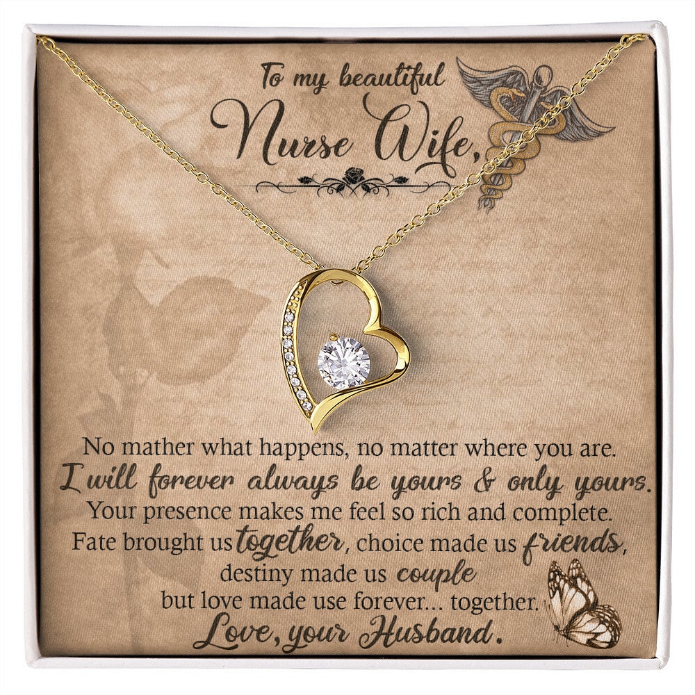 To My Beautiful Nurse Wife Forever Necklace w Message Card-Express Your Love Gifts