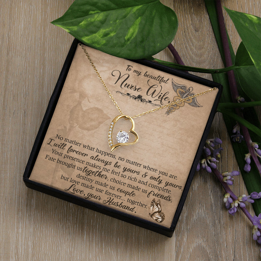 To My Beautiful Nurse Wife Forever Necklace w Message Card-Express Your Love Gifts