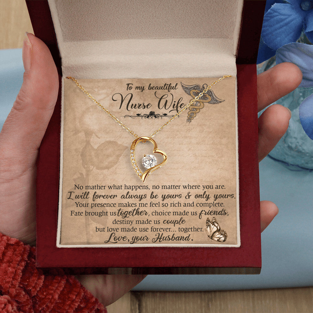 To My Beautiful Nurse Wife Forever Necklace w Message Card-Express Your Love Gifts