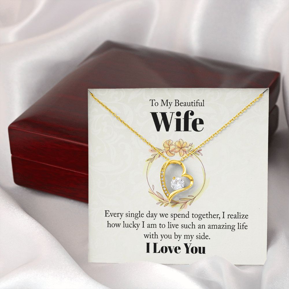 To My Beautiful Wife Every Single Day We Spend Together Forever Necklace w Message Card-Express Your Love Gifts