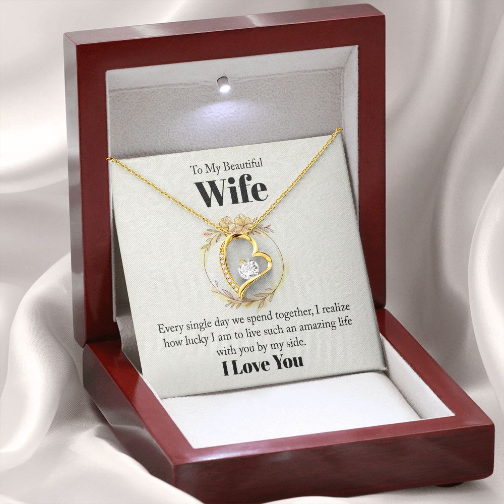 To My Beautiful Wife Every Single Day We Spend Together Forever Necklace w Message Card-Express Your Love Gifts