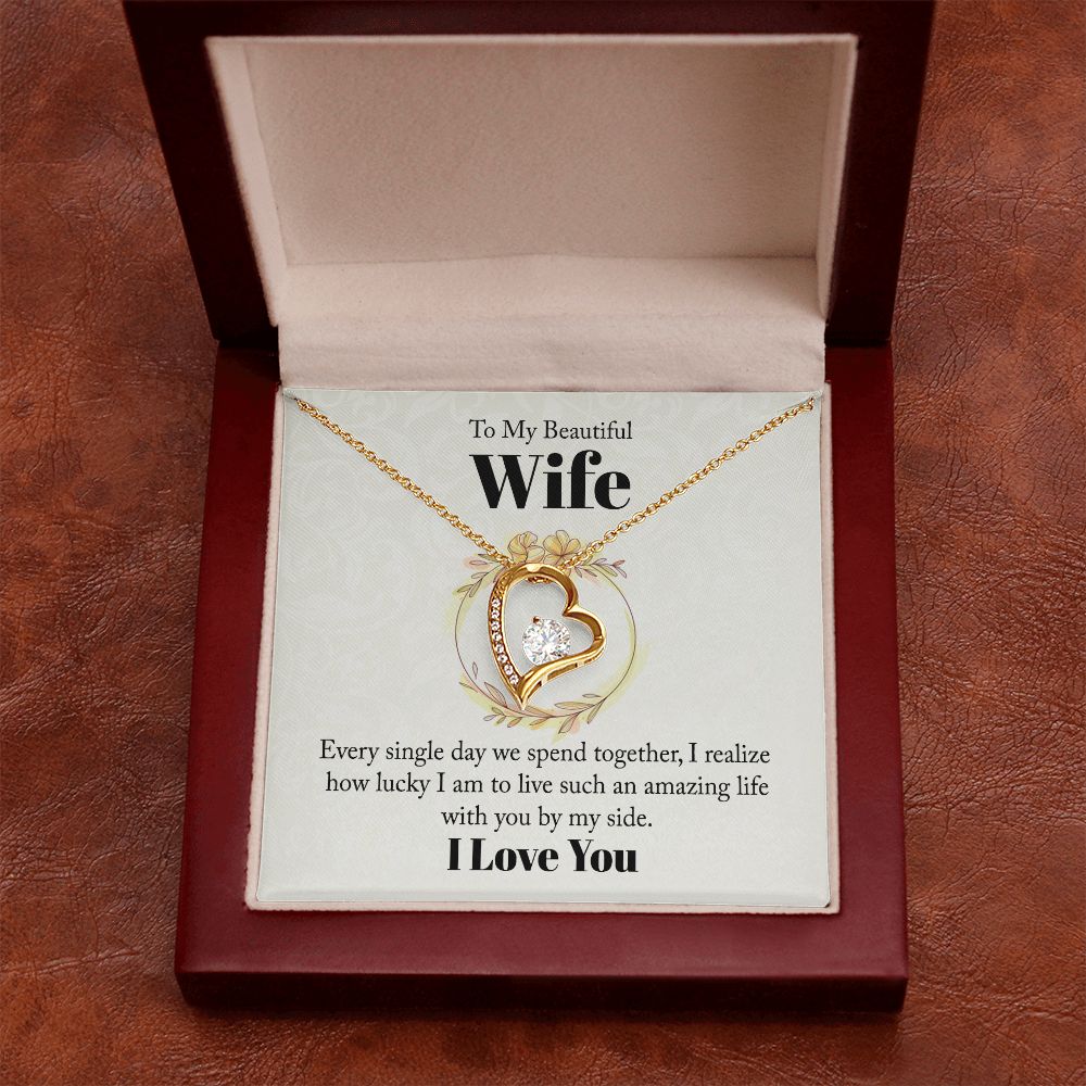 To My Beautiful Wife Every Single Day We Spend Together Forever Necklace w Message Card-Express Your Love Gifts