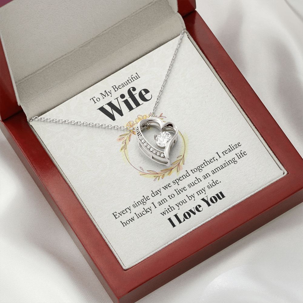 To My Beautiful Wife Every Single Day We Spend Together Forever Necklace w Message Card-Express Your Love Gifts