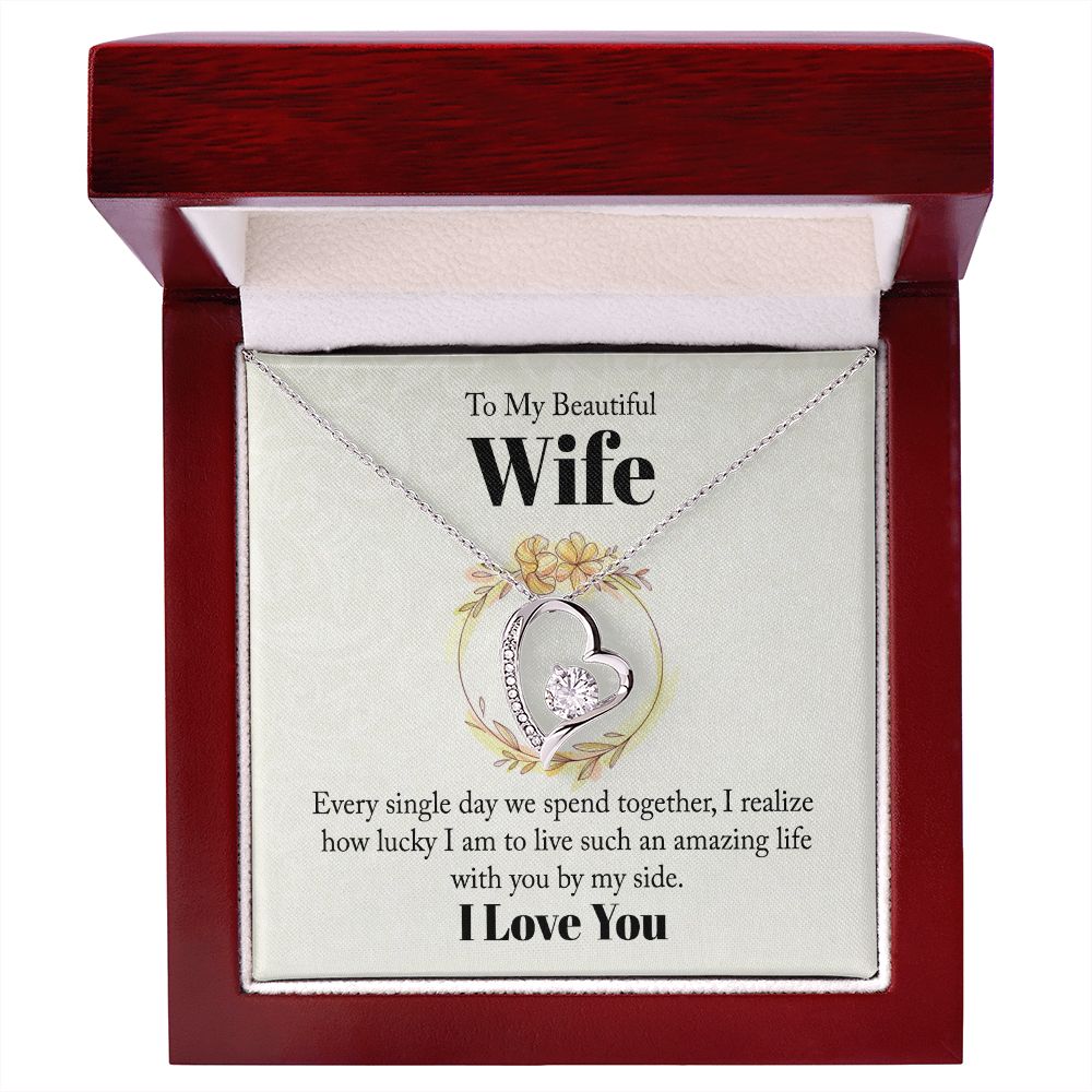 To My Beautiful Wife Every Single Day We Spend Together Forever Necklace w Message Card-Express Your Love Gifts