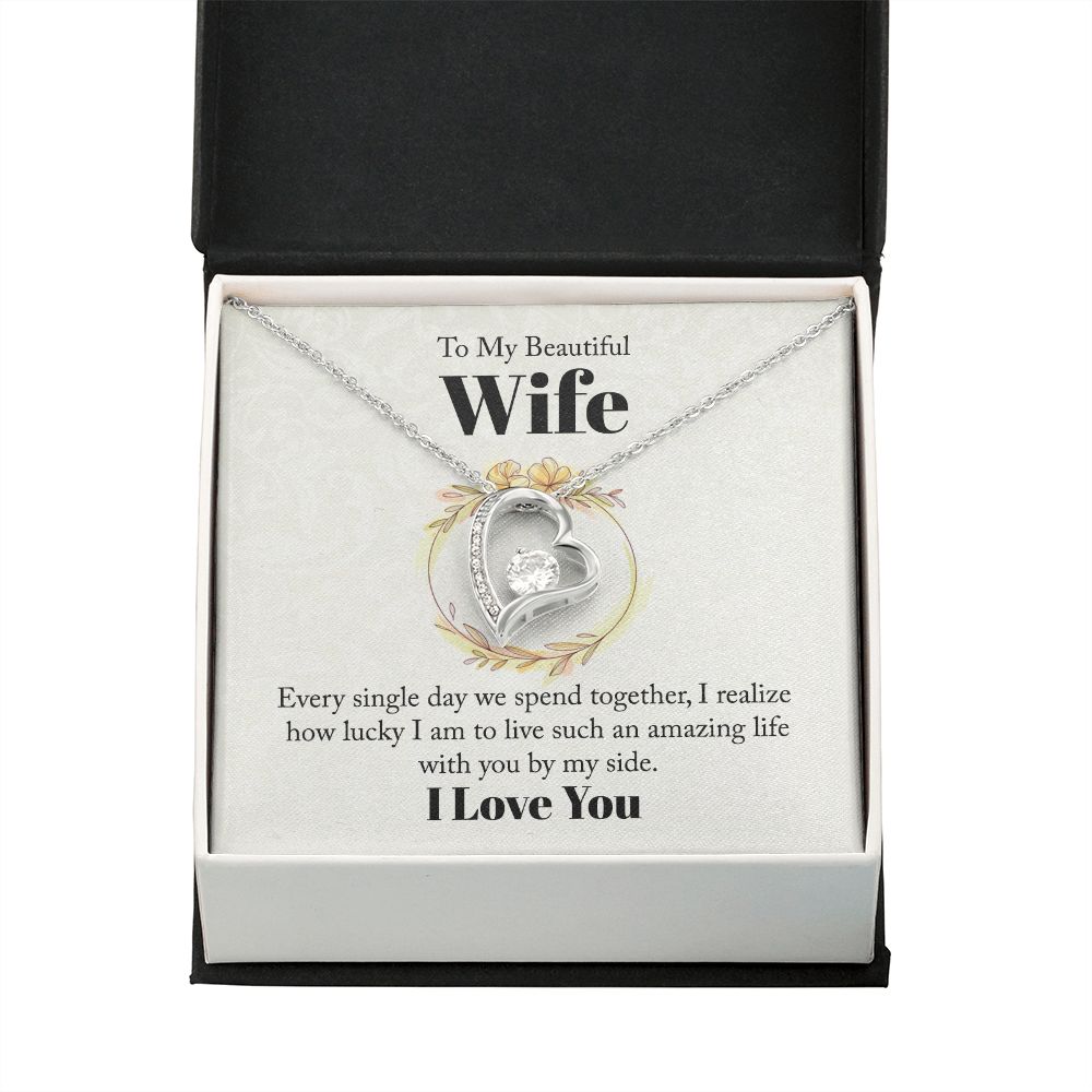 To My Beautiful Wife Every Single Day We Spend Together Forever Necklace w Message Card-Express Your Love Gifts