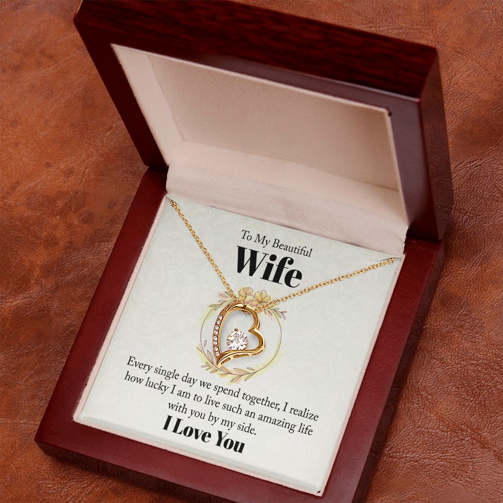 To My Beautiful Wife Every Single Day We Spend Together Forever Necklace w Message Card-Express Your Love Gifts