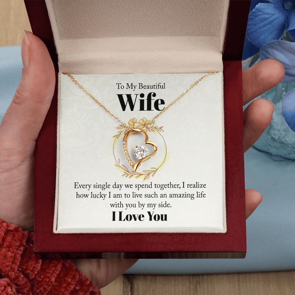 To My Beautiful Wife Every Single Day We Spend Together Forever Necklace w Message Card-Express Your Love Gifts